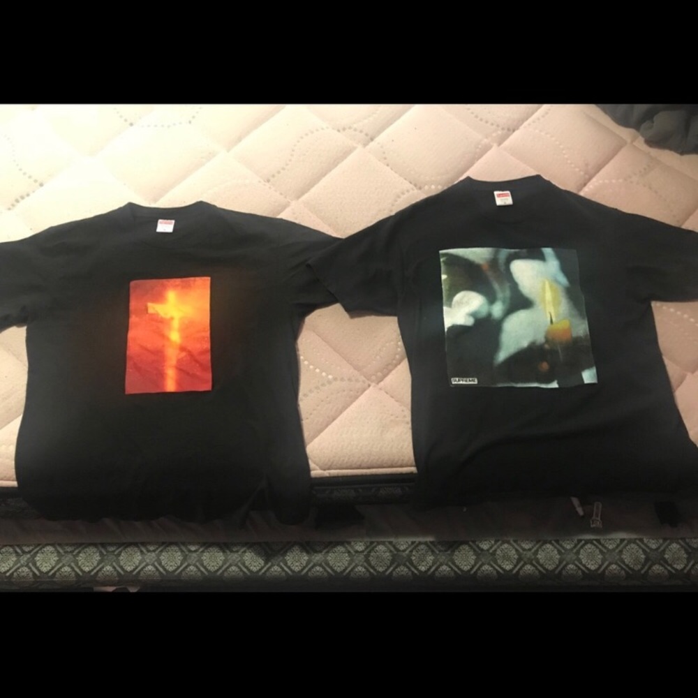 Supreme tees candle and piss Christ